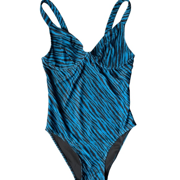 Faithfull The Brand Bettina One Piece Swimsuit Animal Print Blue/Black Size M - Picture 3 of 11